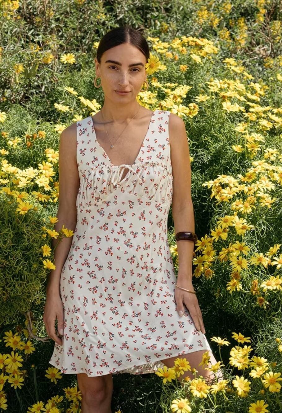 Ciao Lucia Caro in Jardin White Floral Sleeveless Cami Mini Pencil Tank Dress M